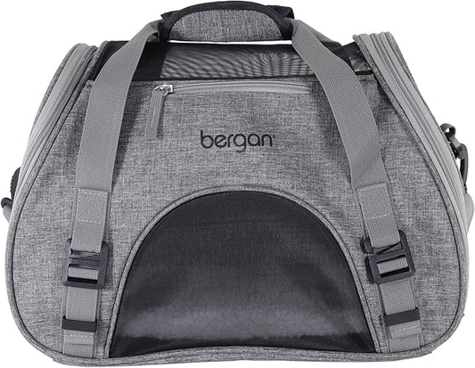 Coastal Pet Bergan Comfort Carrier - Breathable Travel Carrier for Dogs & Cats - Heather Grey, 16" x 8" x 11"