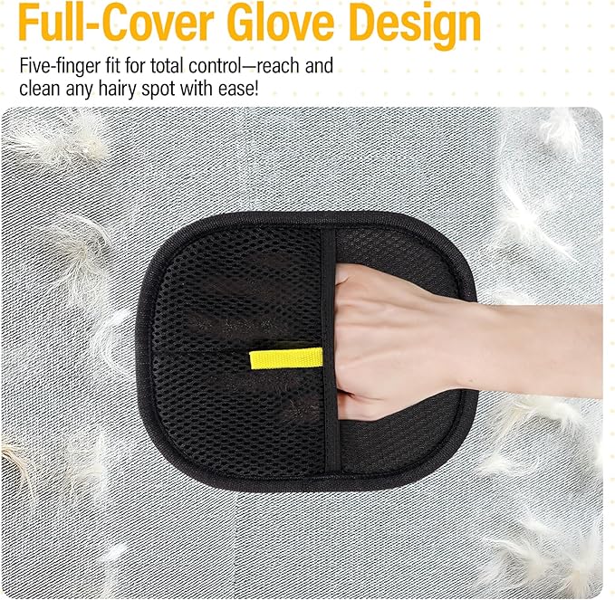 2 Pack Pet Hair Removal Glove for Cats & Dogs, Electrostatic Pet Hair Remover Gloves for Cats Hair, Reusable Magic Brush Pet Hair Remover Tool for Couch, Pet Bed, Clothes