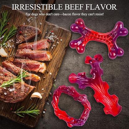 6-Pack Indestructible Dog Toys for Large Breed: Dog Toys for Aggressive Chewers, Nylon Dog Chew Bones for Large Dogs, Dog, Irresistible Beef Flavor