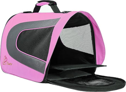 Pawer 18” x 11”x 11” Soft-Sided Foldable Airline Approved Pet Carrier for Cat, Puppy and Small Dog, Washable 600D Oxford Fabric, with Handle and Strap for Carry, Multiple Colors Available