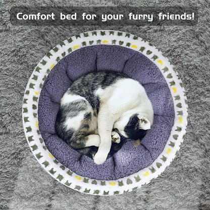 Super Soft Small Dog & Cat Bed, Anti-Anxiety Puppy Cuddler, Cozy Round Fluffy Plush Pet Bed, Machine Washable Faux Fur Donut Cuddler, Grey