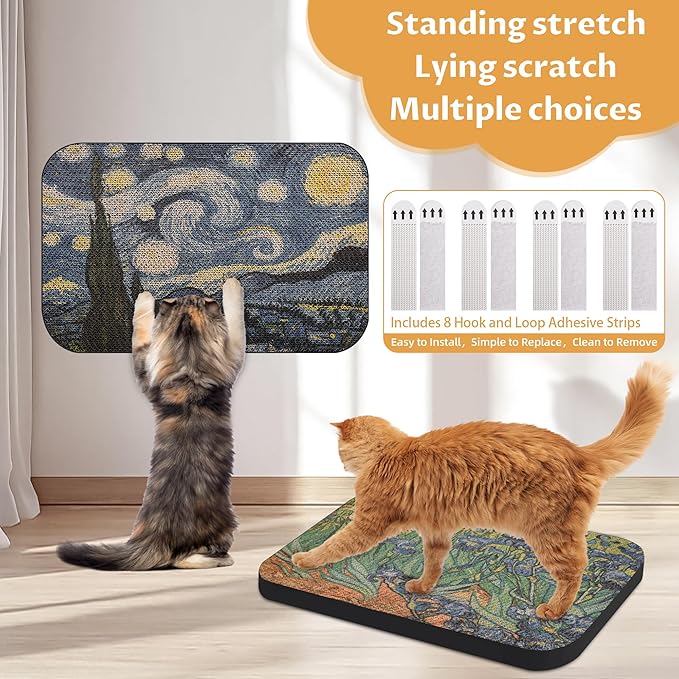 2 Pack Art Cat Scratcher, Wall-Mountable Cat Scratch Pad, Cat Wall Scratcher 16.7x11x1 Inch Cat Scratching Board for Indoor Cats Toy (Series1)