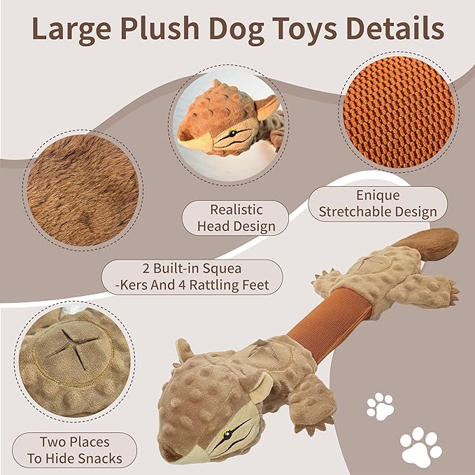 Tug of War Dog Toy, Interactive Dog Toys for Aggressive Chewers, Squeaky Squirrels Puppy Toys for Small,Medium,Large Breed