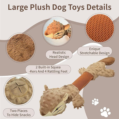 Tug of War Dog Toy, Interactive Dog Toys for Aggressive Chewers, Squeaky Squirrels Puppy Toys for Small,Medium,Large Breed