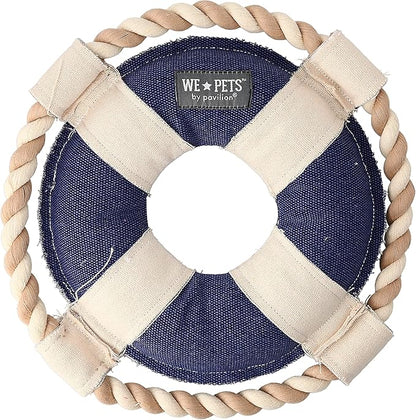 10" x 10" x 2" Blue Life Save Shape Best Beach Dog Ever Tug of War Rope Handle Sturdy Dog Toy, Dogs for Medium- Large Breeds