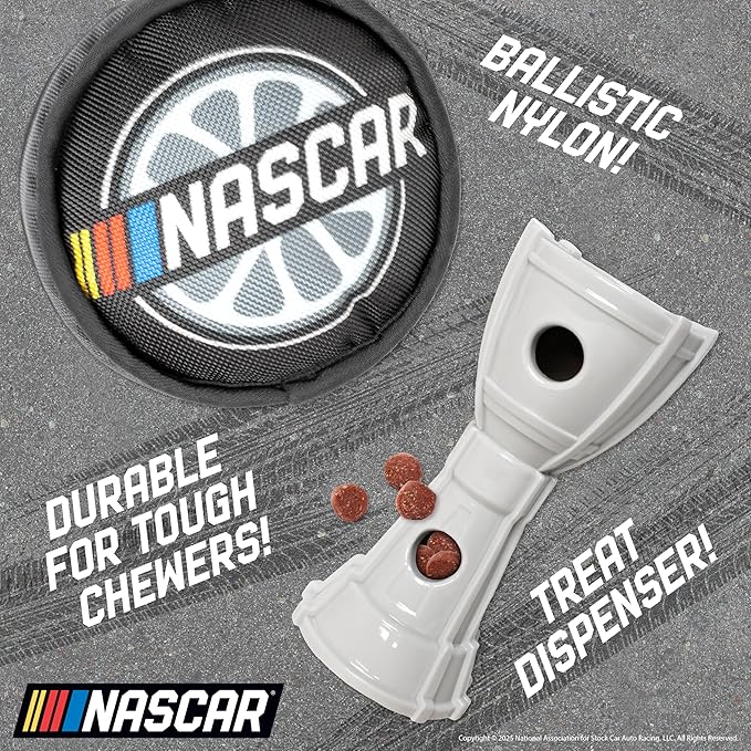 design LAB, Inc. NASCAR Official Merchandise | NASCAR Toy Trophy Treat Dispenser & Tire Chew Toy | Treat Holder Pet Toys for Dogs