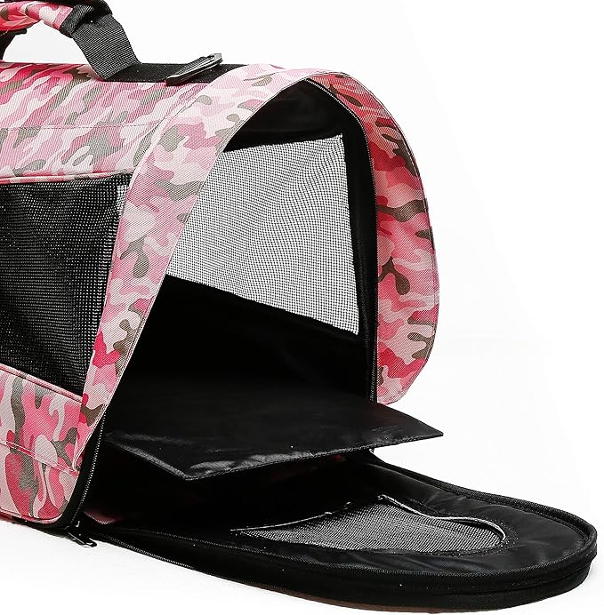 Pawer 18” x 11”x 11” Soft-Sided Foldable Airline Approved Pet Carrier for Cat, Puppy and Small Dog, Washable 600D Oxford Fabric, with Handle and Strap for Carry, Multiple Colors Available