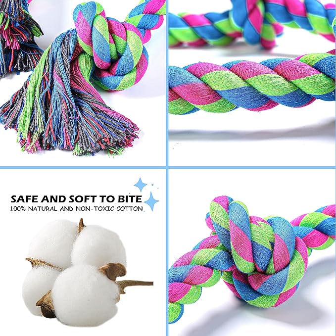 Aitmexcn Dog Rope Toys for Large Medium Dog Chewers, Rope Indestructible Dog Chew Toys, 37 Inch 5 Knots Tough Dog Tug Toy for Teeth Cleaning, Tug of War