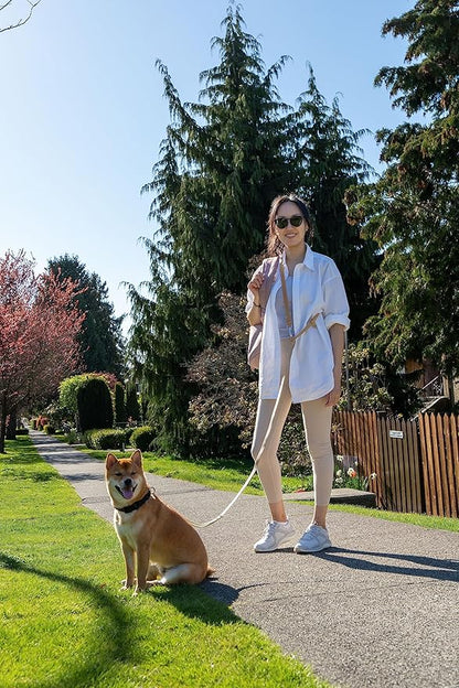Heavy Duty Hands Free Dog Leash for Medium to Large Dogs for Comfortable Running, Jogging Walking | Dual D-Rings | Soft Padded Traffic Handle | Both Ends 360 Rotating Carabiners (Leash Length 7.7 ft)