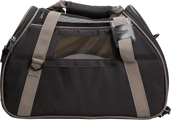 Coastal Pet Bergan Comfort Carrier - Breathable Travel Carrier for Dogs & Cats - Black & Grey, 16" x 8" x 11"