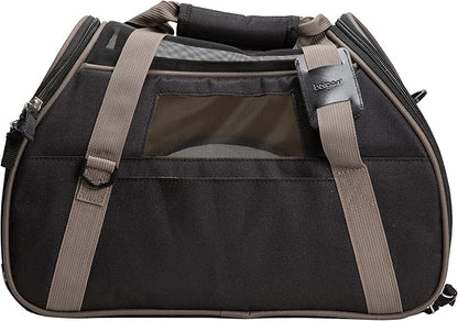 Coastal Pet Bergan Comfort Carrier - Breathable Travel Carrier for Dogs & Cats - Black & Grey, 16" x 8" x 11"
