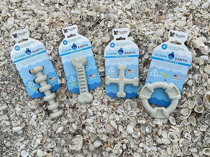 Spunky Pup Clean Earth Recycled Bone| Made in USA | Made from 100% Recycled Water Bottles, Gray
