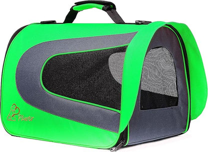 Pawer 18” x 11”x 11” Soft-Sided Foldable Airline Approved Pet Carrier for Cat, Puppy and Small Dog, Washable 600D Oxford Fabric, with Handle and Strap for Carry, Multiple Colors Available