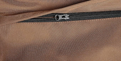 Amazon Basics Dog Car Seat Booster for Small Dogs up to 25lbs, Washable Removable Cover, Safety Leash, Elevated View for Window, 18" x 18" x 16", Tan