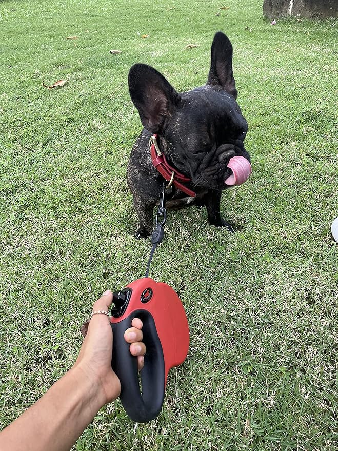 Tuff Pupper Heavy Duty Retractable Dog Leash | 16 ft Dog Leash with Reflective Stitching for Nighttime Safety | One Button Lock and Release | Comfortable Hand Grip | for Dogs Up to 120 lbs