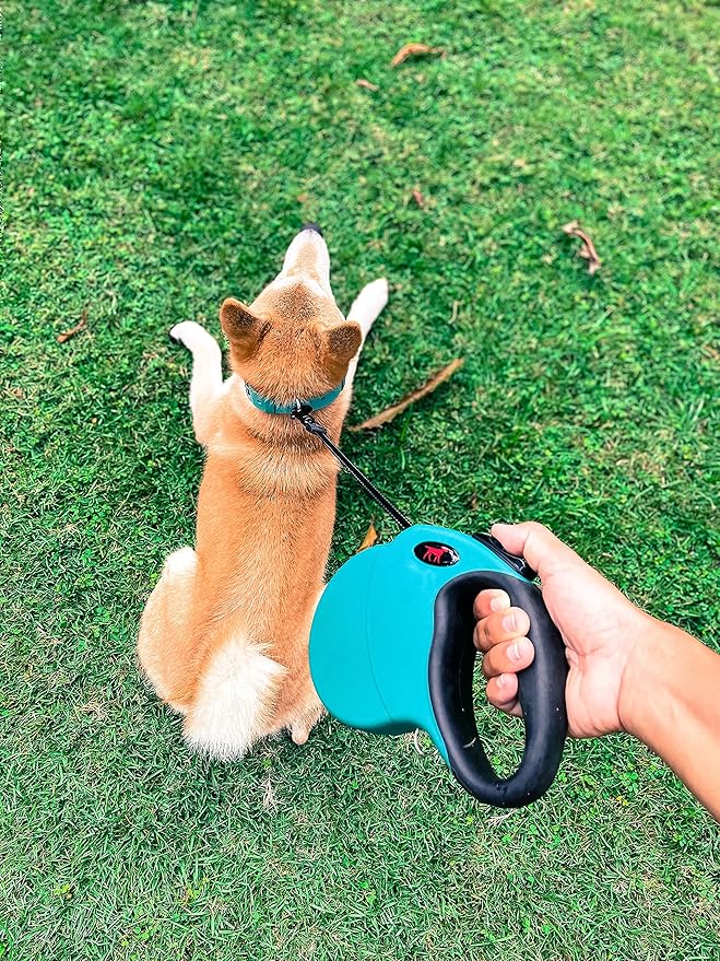 Tuff Pupper Heavy Duty Retractable Dog Leash | 16 ft Dog Leash with Reflective Stitching for Nighttime Safety | One Button Lock and Release | Comfortable Hand Grip | for Dogs Up to 120 lbs