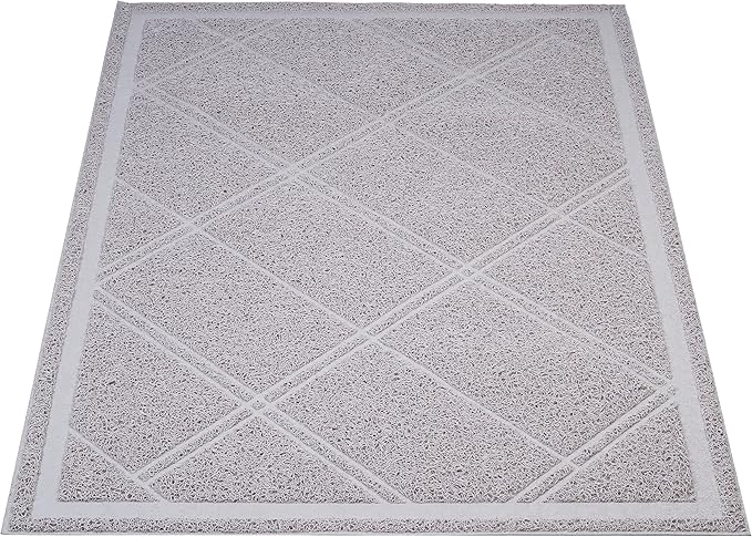 Amazon Basics Less-Mess Litter Trapping Cat Litter Box Mat, Soft on Kitty Paws, Waterproof, Scatter Control, 24" x 35", Grey
