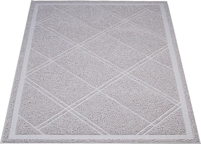Amazon Basics Less-Mess Litter Trapping Cat Litter Box Mat, Soft on Kitty Paws, Waterproof, Scatter Control, 24" x 35", Grey