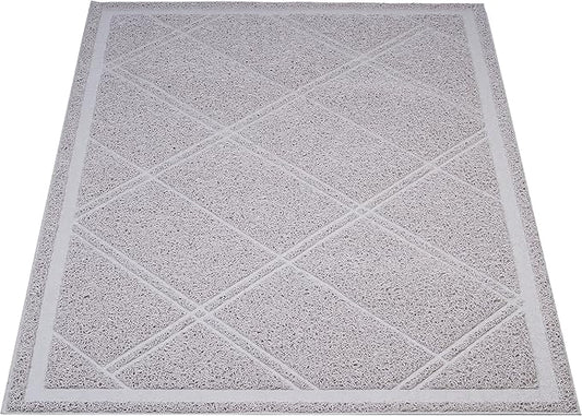 Amazon Basics Less-Mess Litter Trapping Cat Litter Box Mat, Soft on Kitty Paws, Waterproof, Scatter Control, 24" x 35", Grey