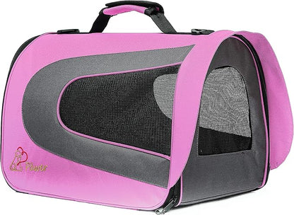 Pawer 18” x 11”x 11” Soft-Sided Foldable Airline Approved Pet Carrier for Cat, Puppy and Small Dog, Washable 600D Oxford Fabric, with Handle and Strap for Carry, Multiple Colors Available