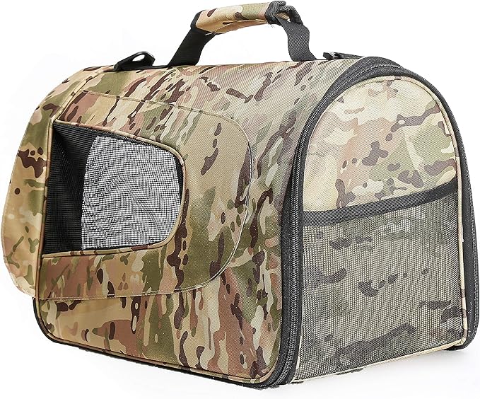 Pawer 18” x 11”x 11” Soft-Sided Foldable Airline Approved Pet Carrier for Cat, Puppy and Small Dog, Washable 600D Oxford Fabric, with Handle and Strap for Carry, Multiple Colors Available