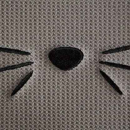 Bone Dry Embroidered Microfiber Cat Shape Pet Food & Water Placemat-Gray (Pack of 2)