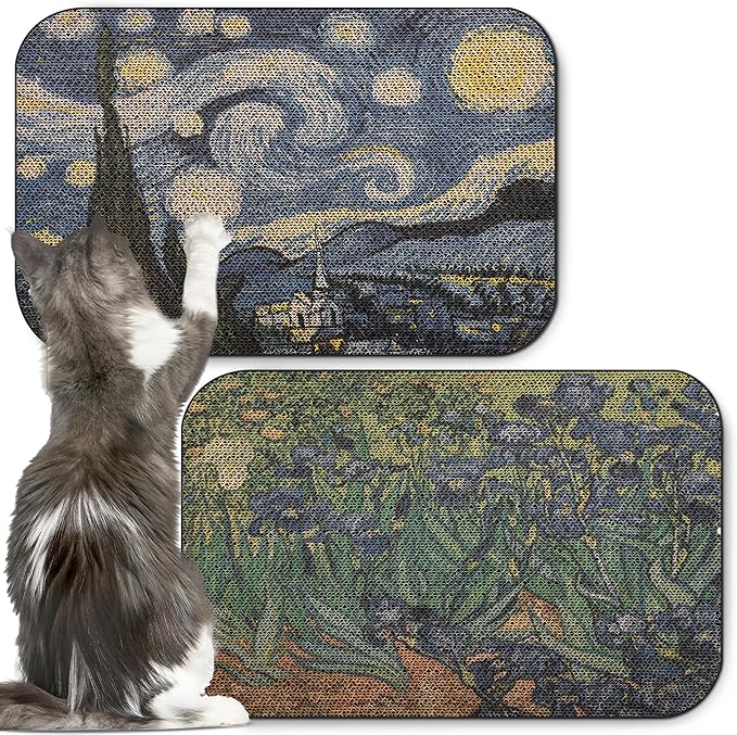 2 Pack Art Cat Scratcher, Wall-Mountable Cat Scratch Pad, Cat Wall Scratcher 16.7x11x1 Inch Cat Scratching Board for Indoor Cats Toy (Series1)
