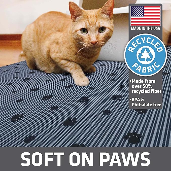 Drymate Cat Litter Box Mat, Litter Trapping Mat, Waterproof, Urine-Proof, Absorbent, Machine Washable, Soft on Paws, Contains Mess, Protects Floors, Kitten Supplies, Dark Grey, 28x36 XL