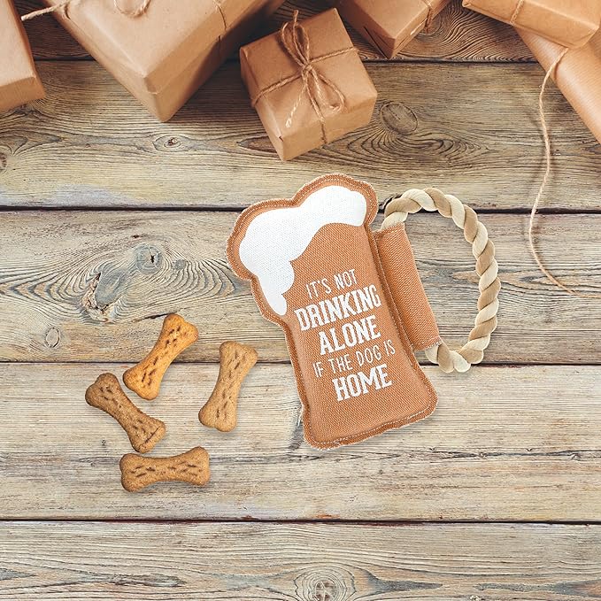 Pavilion Gift Company - Dog is Home - 8" Canvas Rope Dog Toy Chew Tug of War Beer Beer Lover Alcohol Best Friend Dog Doggy Puppy K9 Gift