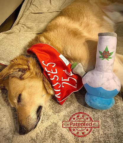 Nestpark Puppy Chiefer 3000 - Funny Dog Toys - Plush Squeaky Weed for Medium, Small and Large - Cute Dog Gifts for Dog Birthday - Cool Stuffed Dog Toys