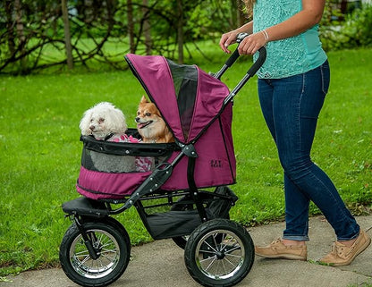 Pet Gear NO-Zip Double Pet Stroller, Zipperless Entry, for Single or Multiple Dogs/Cats, Plush Pad + Weather Cover Included, Large Gel-Filled Tires, 1 Model 3 Colors