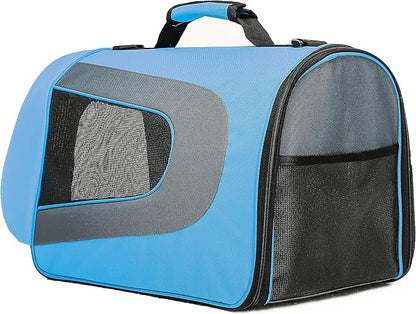 Pawer 18” x 11”x 11” Soft-Sided Foldable Airline Approved Pet Carrier for Cat, Puppy and Small Dog, Washable 600D Oxford Fabric, with Handle and Strap for Carry, Multiple Colors Available