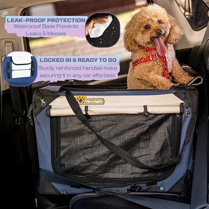 Cat & Dog Pet Carrier, Soft-Sided, Large 24"x16"x16", Supports Up to 45 lbs, Privacy Windows, Removable Plush Bed, Locking Zippers, Foldable Travel Crate