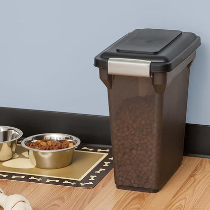 IRIS USA Dog Food Storage Container, Airtight Lid, Up to 13 Pounds Pet Food Storage, Versatile Pet Food Bin, Treats, BPA Free, Smoke