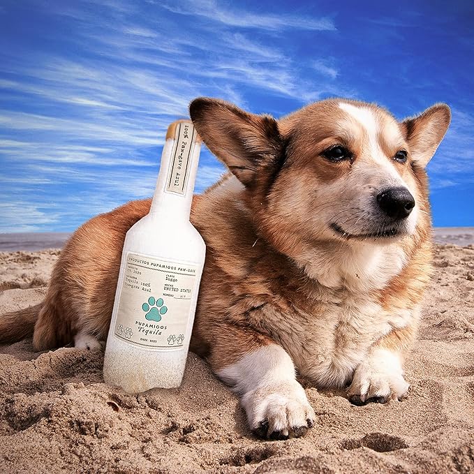 Bark Bros - Liquor Bottle Dog Toy - Plush Squeaky Dog Toys Funny Drink Parody - Alcohol Dog Toy - Dog Birthday Toy - Cute Dog Toys - Puppy Gifts - Puppy Stuff - Dog Stuff (Large, Pupamigos)