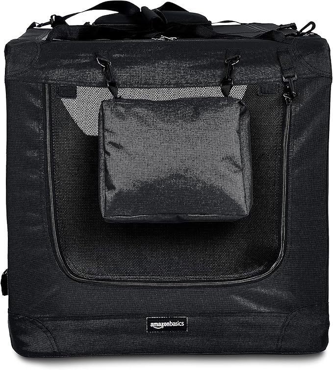 Amazon Basics Foldable Portable Soft Pet Dog Crate Carrier Kennel, 36 x 24 x 24 inches, Black
