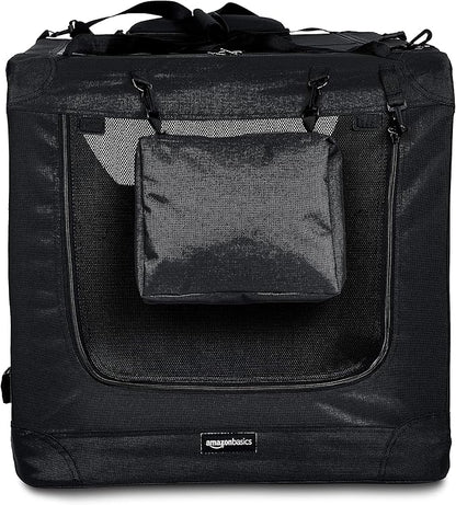 Amazon Basics Foldable Portable Soft Pet Dog Crate Carrier Kennel, 36 x 24 x 24 inches, Black