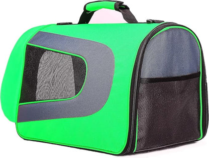 Pawer 18” x 11”x 11” Soft-Sided Foldable Airline Approved Pet Carrier for Cat, Puppy and Small Dog, Washable 600D Oxford Fabric, with Handle and Strap for Carry, Multiple Colors Available