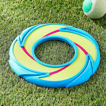 Neon Fetch and Play Buddy Dog Toy - Soft Dog Frisbee, Glow in The Dark Flying Disc, Lightweight Durable Fetch Toy. (Pack of 2)
