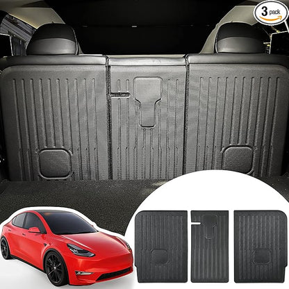 Rear Seat Back Cover Backrest Protector for Tesla Model Y Accessories 2020 2021 2022 2023 2024 with Hook&Loop All Weather Split Dog Liner Pet Mat Cargo Trunk Liner 3 PCS