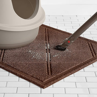Amazon Basics Less-Mess Cat Litter Box Mat, 24" x 35", Unscented, Brown