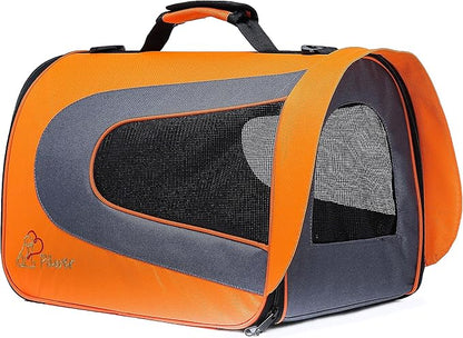 Pawer 18” x 11”x 11” Soft-Sided Foldable Airline Approved Pet Carrier for Cat, Puppy and Small Dog, Washable 600D Oxford Fabric, with Handle and Strap for Carry, Multiple Colors Available