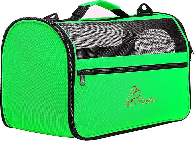Pawer 18” x 10” x 10”Soft-Sided Foldable Airline Approved Pet Carrier for Cat, Puppy and Small Dog, Washable 600D Oxford Fabric, with Handle and Strap for Carry, Multiple Colors Available