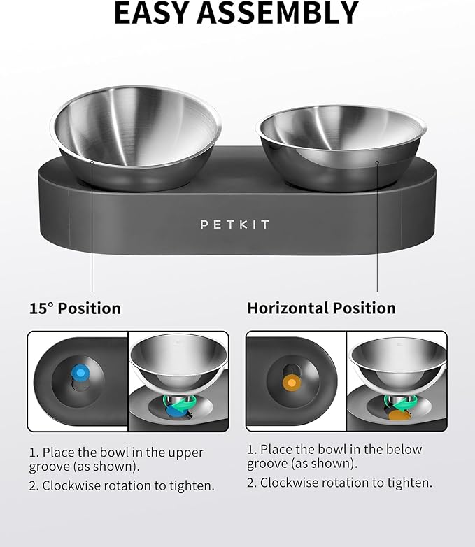 PETKIT 304 Stainless Steel Elevated Cat Bowls
