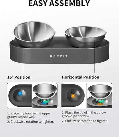 PETKIT 304 Stainless Steel Elevated Cat Bowls